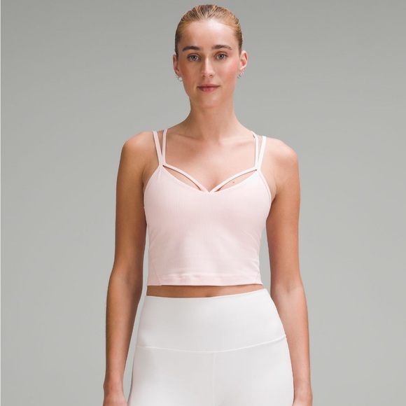 Lululemon Aligned strappy ribbed tank top Strawberry Milkshake,size 10.Baby pink - Picture 4 of 15